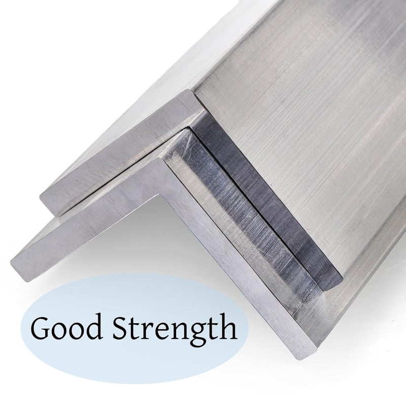 Tlence 2 PCS Aluminum Angle 6061, 2" x 2"x 1/4" Aluminum Angle Stock, 12" Length T5 Temper Mill Stock, 90 Degree Angled Aluminum Extrusion for DIY Projects Industrial Building Construction - Image 3